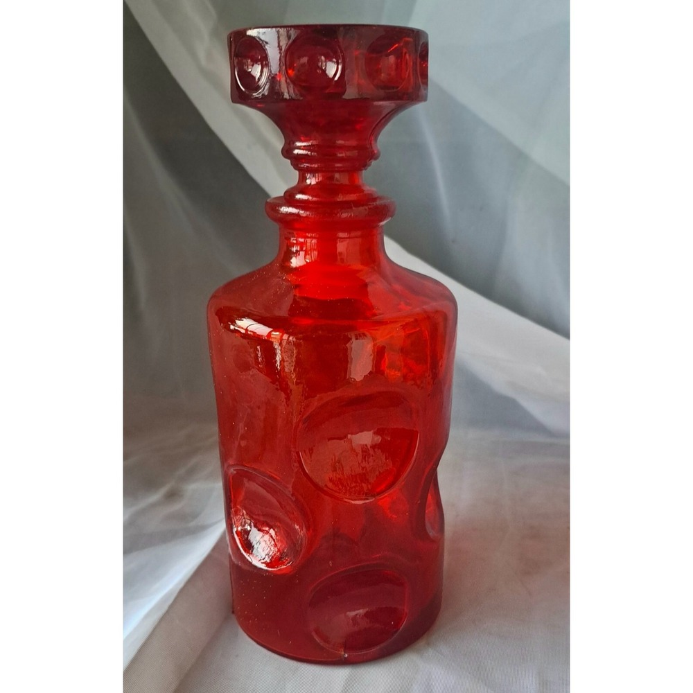 Empoli Red Dimple Dot Decanter Bottle MADE IN ITALY